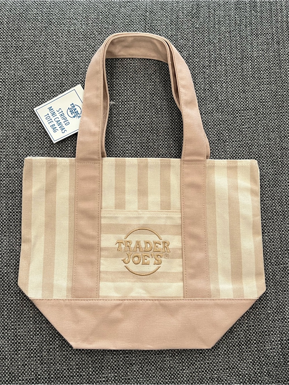 Trader Joe’s Striped Canvas Mini Tote Bag   NWT
